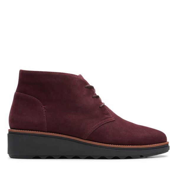 Clarks Womens Sharon Hop Ankle Boots Burgundy | CA-7423189